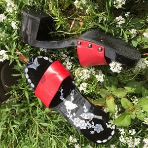 y2k red and black heels